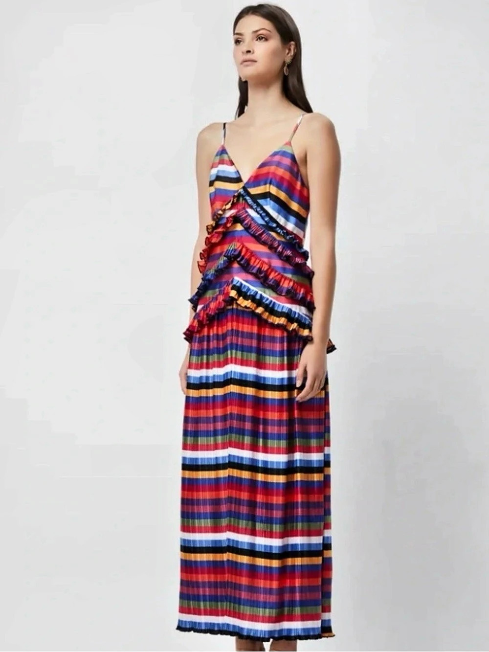 Elliatt Striped Ruffle Maxi Dress in Multicolor